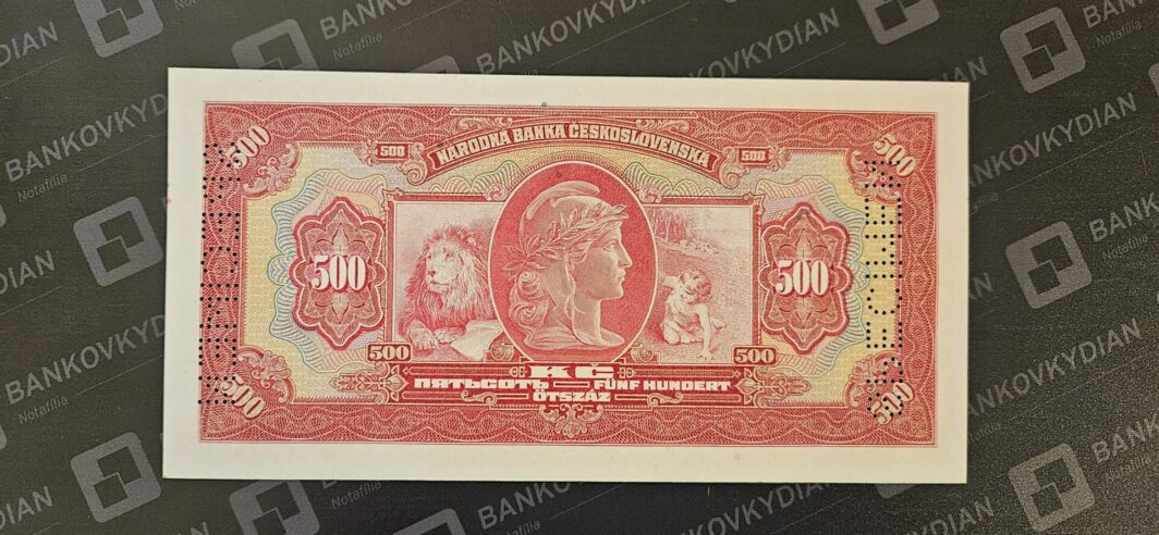 500 Kč 1929 Pretlač. Bankový vzor - Image 2